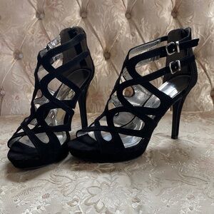 Report Black Strappy Suede High Heel Sandals